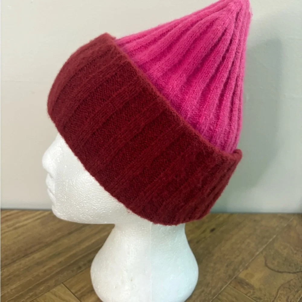 On 34th Chic Pink and Red Knit Womens Beanie Hat